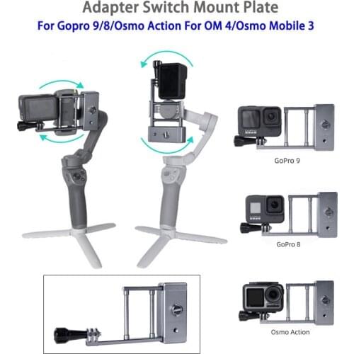 Handheld Gimbal Action Camera Adapter Switch Mount Plate For GoPro 9/8/Osmo Action For DJI OM 4/Osmo Mobile 3 Stabilizer Parts