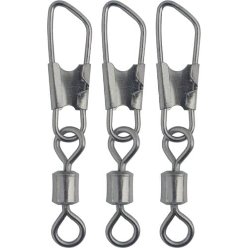 Fishing Swivel with Snap 20pcs/lot Rolling Fishing Swivel with Safety Snap Stainless Steel Fishing Clips Connector Accessories