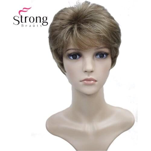StrongBeauty Womens Synthetic Wig Black/Blond Short Straight Hair Natural Wigs