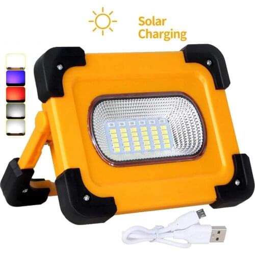 Solar Flood Light Led 50W Outdoor Projector Rechargeable Batteries Spotlight Waterproof LED Magnetic Lantern Garden Street Lamp