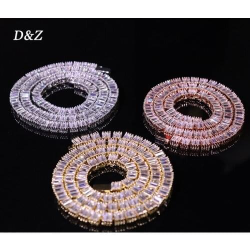 D&Z 6mm Iced Out Baguette Tennis Chain Choker Necklace 3 Colors Available Hip Hop Charming Necklace For Man/WomenGift