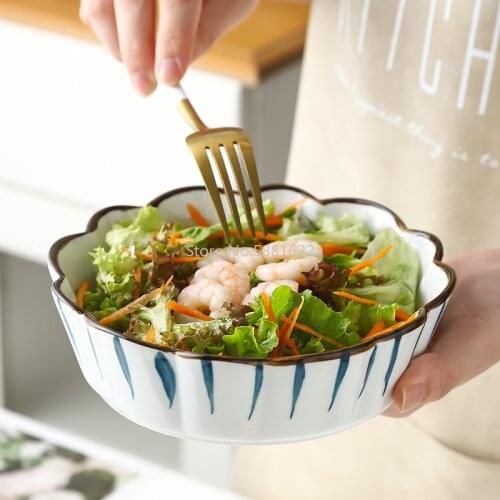 Japanese-style Ceramic Salad Dessert Bowl Creative 7-inch Bowl Household Hand-painted Seasonal Baking Bowl Household Tableware