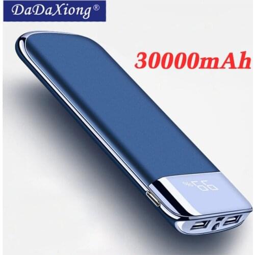 30000mah Power Bank External Battery PoverBank 2 USB LED Powerbank Portable Mobile phone Charger For Xiaomi
