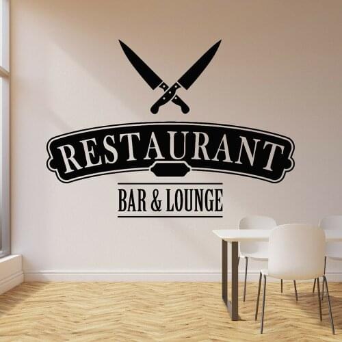 Restaurant Signboard Wall Decal Lounge Business Knives Cartoon Pattern Home Furnishing Decorative Removable Wall Sticker Z575