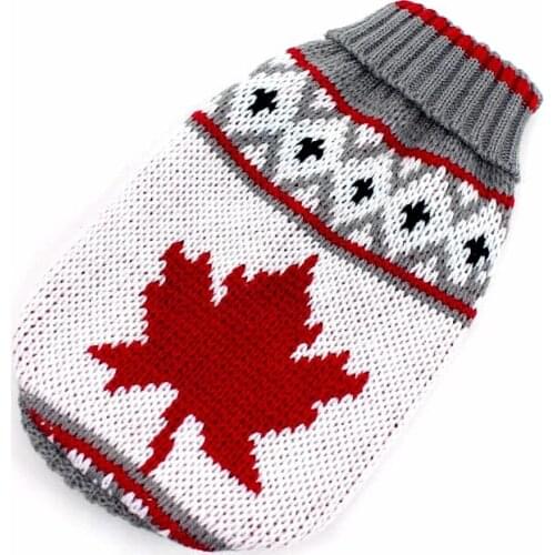 Winter Dachshund Clothes Knitted Pet Clothes For Small Dogs Chihuahua Puppy Cat Sweater Yorkies Maple leaf and Elk Dog Pullover