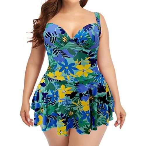 1Pcs Fashion Women Flower Printing Push Up Ruffle Hem Backless Swimsuit Bathing Suit Swimwear for Swimming