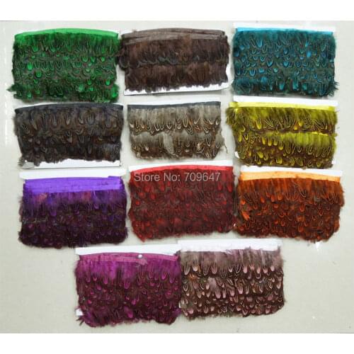 10Meters/lot!5-6CM height Dyed Ringneck Pheasant feather fringe costume ribbon trimming lace trim 11Colours available