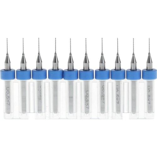 10Pcs 0.5mm Tip 1/8" Shank Spiral Flute Tungsten Carbide Micro PCB Drill Bit -Y103