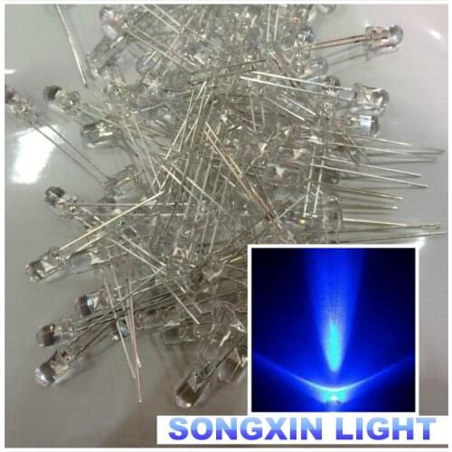 200x 3mm Round Top Blue Color Blue LED Light Emitting Diode Super Bright 4pins LED F3MM 470-475NM BLUE