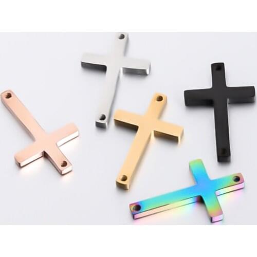 5pcs Stainless Steel Small Crucifix Charms Fashion Cross Bracelet Necklace Pendants Accessories for DIY Gift Jewelry Making