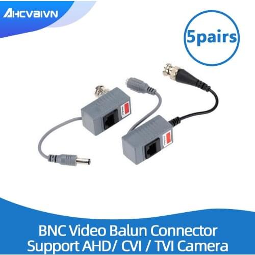 10pcs CCTV Camera Accessories Audio Video Balun Transceiver BNC UTP RJ45 Video Balun with Audio and Power over CAT5/5E/6 Cable
