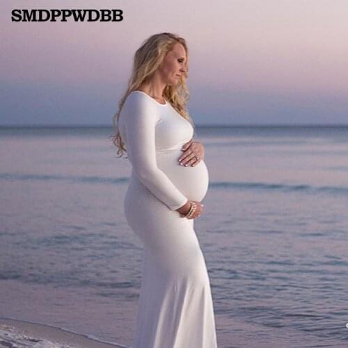 White Maternity Dress Maternity Dress for Photo Shoot Maternity Gown Baby Shower Dress Long Sleeve Maxi Fitted Maternity Dress
