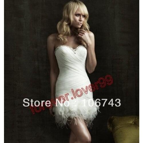 Free shipping 2020 sexy plus size club Mini Ivory Feather Short nina dobrev white Party Homecoming prom bridesmaid dresses