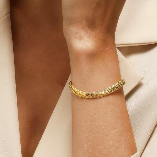 Boho Punk Heavy Metal Figaro Chain Bracelets Bangles For Women Men Gold Color Simple Bracelets Friend Couples Jewelry Gifts