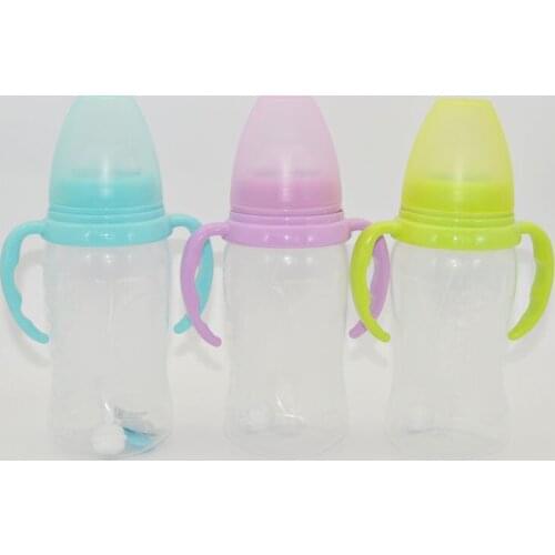Wide Aperture PP Feeding Bottle with Handle Straw Infant Feeding Bottle 180 300 Ml Infant Plastic Milk Bottle