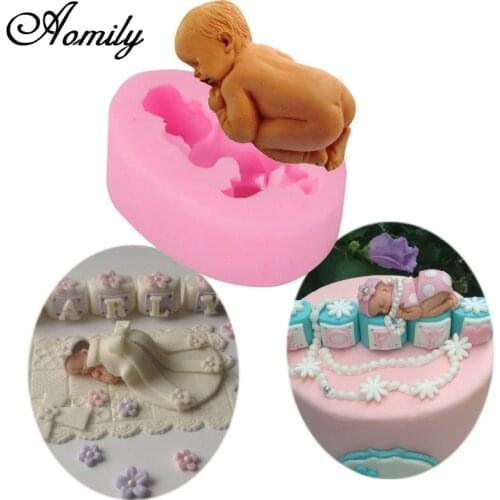 Aomily Baby Infant Silicone Cake Molds Cake Decorating Jelly Mold Fondant Chocolate Sugar Mould Handmade Soap Molds Baking Tools