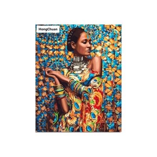 Tribal Beauty 5D Square/Round Diamond Embroidered Mosaic Cross Diamond Painting Home Decoration Mural New Year Gift