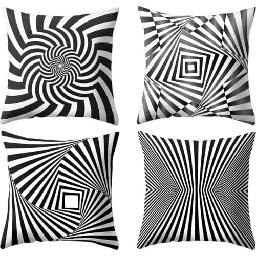 Geometric Black White Pillowcases Decorative Pillowcases Polyester Throw Pillow Case Abstract Twisted Fashion Pillowcase