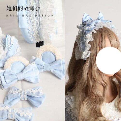 Lolita headdress hand made KC original light blue SAX BNT headband hairpin