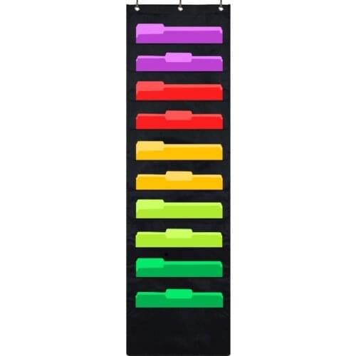 Godery Premium Hanging File Folder Organizer 10 Pockets 3 Hangers Cascading Wall Organizer Perfect for Home Organization School