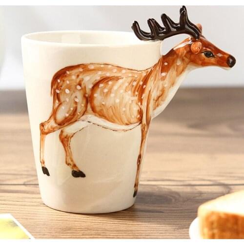 3 d animal cup of pure hand-painted ceramic cup cute cartoon mug cup coffee cup 350 ml