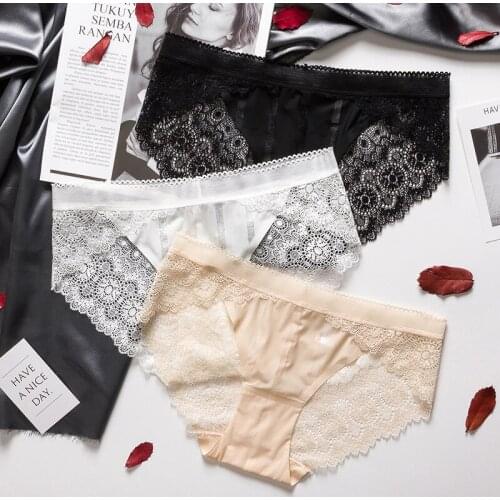 AU05 2pcs/lot lace panties sexy women underwear low rise hollow out briefs cotton panties pink transparent seamless lingerie