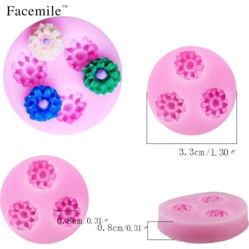 Mini 3D 3 hole Flower Cake Chocolate Candy Decorating Molds Candle Cake Fondant Tool Silicone DIY Soap Mould 50-60