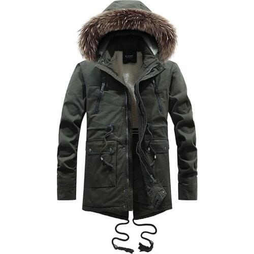 2019 New Fashion Winter Jacket Men Long Coat Faux Fur Collar Outwear Thick Warm Parka Men Military Casual Jacket Size 3XL