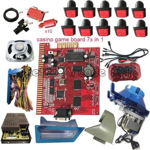 7X in 1 Casino Poker Game Board Jamma Kit For gambling machine slot PCB motherboard coin receiver hopper LED button