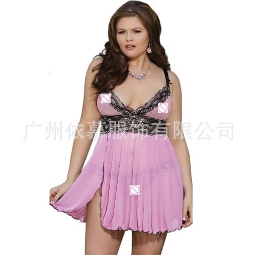 Sexy Lingerie Nightgowns Summer V-neck Long Nightdress Plus SIze 6XL Ladies Sleepwear Sling Lace Split Erotic Night Sleep Dres