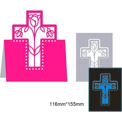 New Metal Cutting Dies Cross Cutout Flowers Stencils For DIY Scrapbooking Paper Cards Craft Making Craft Decoration 116*155mm