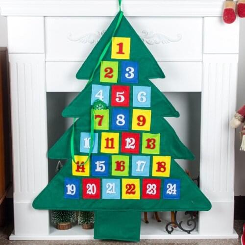 New Christmas Countdown Calendar Christmas Decorations Non-woven Calendar Pendant Christmas Tree-shaped Felt Calendar gift