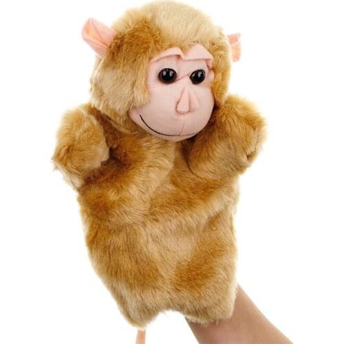 Monkey Hand Puppets Plush Puppet Animal Toys for Imaginative Pretend Play Stocking Storytelling Brown