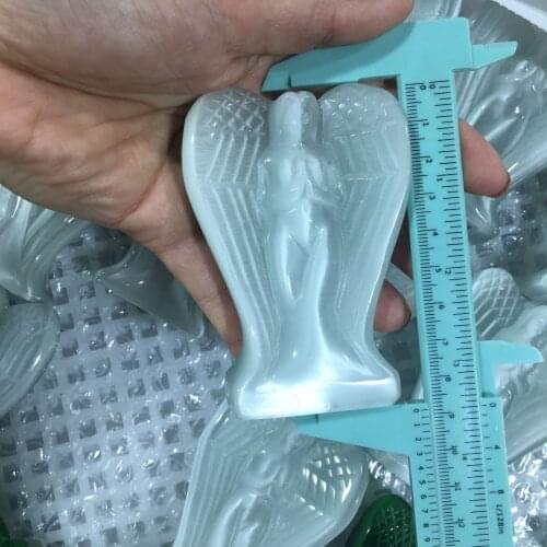 Angel Shape Natural Opal Quartz Crystal Stone Healing Energy Gemstone Pendant Ornament Figurine Crafts Gift Home Decor