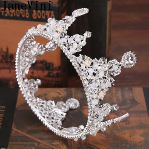 JaneVini Luxury Baroque Wedding Crown for Brides Vintage Gold Rhinestones Crystal Metal Bridal Headband Womens Tiaras Headpieces