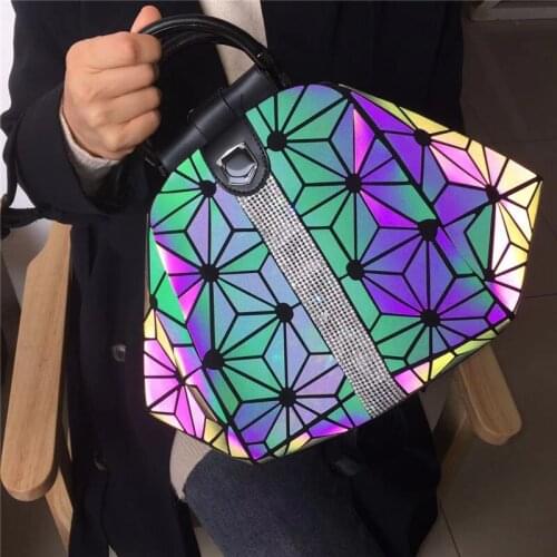 Diamond folding Luminous holographic Shoudler Bags for women High quality hobos bag Women Handbag Designer purse sac femme
