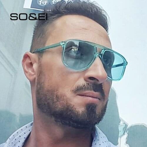 SO&EI Fashion Oversized Candy Color Sunglasses Women Retro Pilot Men Sun Glasses Outdoor Round Blue Green Goggles Shade UV400