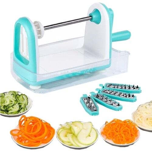 5 Blades Vegetable Spiralizer Cuuter Spiral Slicer Grater Peeler Spaghetti Maker with Food Container for Noodles Kitchen Tools