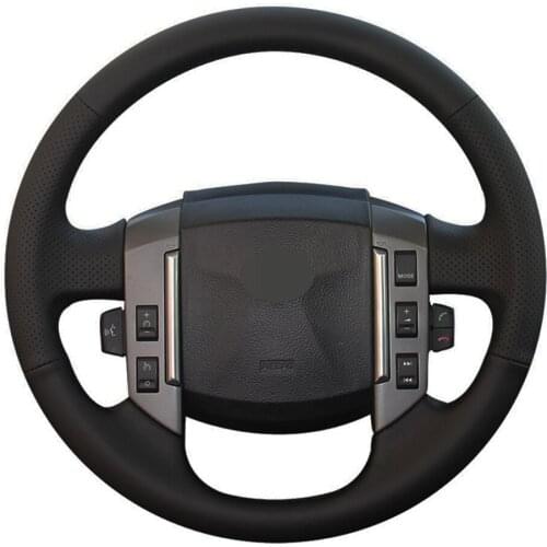 Car Steering Wheel Cover DIY Hand-stitched Black Artificial Leather For Land Rover Discovery 3 2004-2009