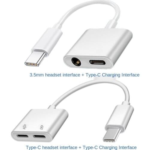 Type-C Adapter Is Compatible with PD and QC Fast Charge Digital Audio Two-in-one Music Listening Charging Adapter Cable