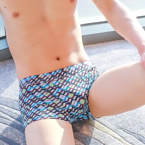 Fork Low Waist Pants Sexy Shorts Mens Seamless Briefs Stripe Ultra-thin Underpants Transparent Silk Underwear