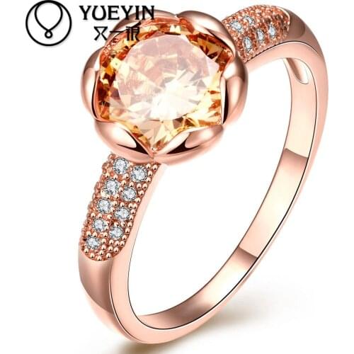 Womens jewelry gold color rings CZ stone rings aneis de ouro Free Shipping jewellery Gift for Anniversary