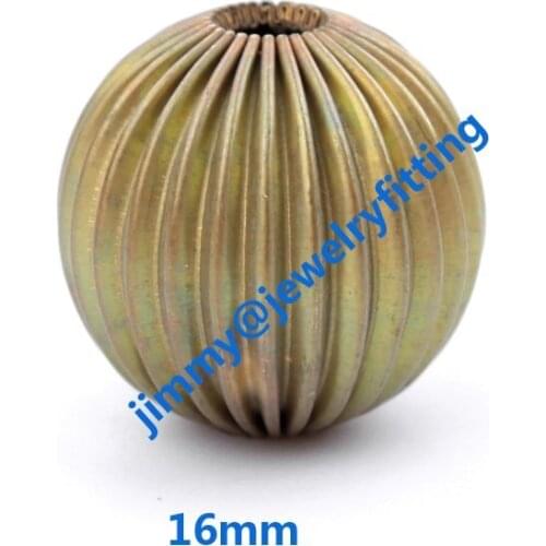 Jewelry findings wholesale 16 mm corrugate beads round shape raw brass spacer beads