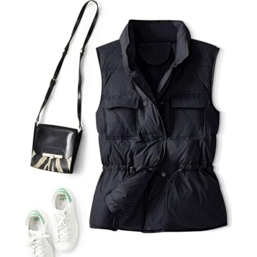 2021 Women Sleeveless Down Vest Autumn Winter Ultra Light White duck Down Jacket Stand-up collar Female Warm Waistcoat
