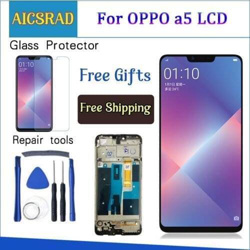 6.2'' For OPPO A5 LCD Display Panel Touch Screen Digitizer Assembly For OPPO A3S CPH1803 LCD Display