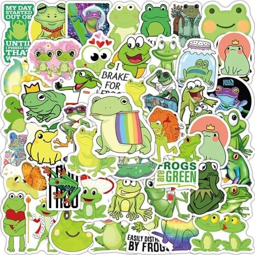 10/50Pcs/pack Funny Frog Meme Stickers Cartoon Graffiti Anime Toys Decal DIY For Skateboard Phone Guitar Laptop Luggage Helmet