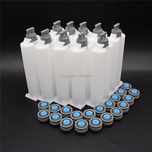 10 Sets AB Epoxy Gun Cartridge 50ml 1:1 Disposable Dual Glue Cartridge PP Mixer Tube for AB Glue Gun Dispensing Guns Tool