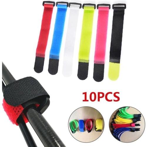 10pcs Nylon Self Adhesive Tie Fishing Accessories Bundling Practical Tie Buckle Reusable Random Color Portable Magic Tape