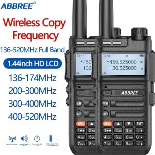 2pcs ABBREE AR-F5 Walkie Talkie Automatic Wireless Copy Frequency 10W Powerful 136-520MHz Full Band USB Charging Two Way Radio