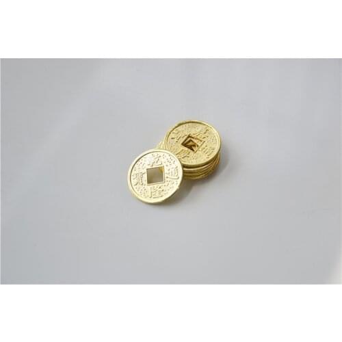 20PCS 24mm Golden Chinese Ancient Feng Shui Lucky Coin Good Fortune Ten Emperors Antique Wealth Money For Collection Gift